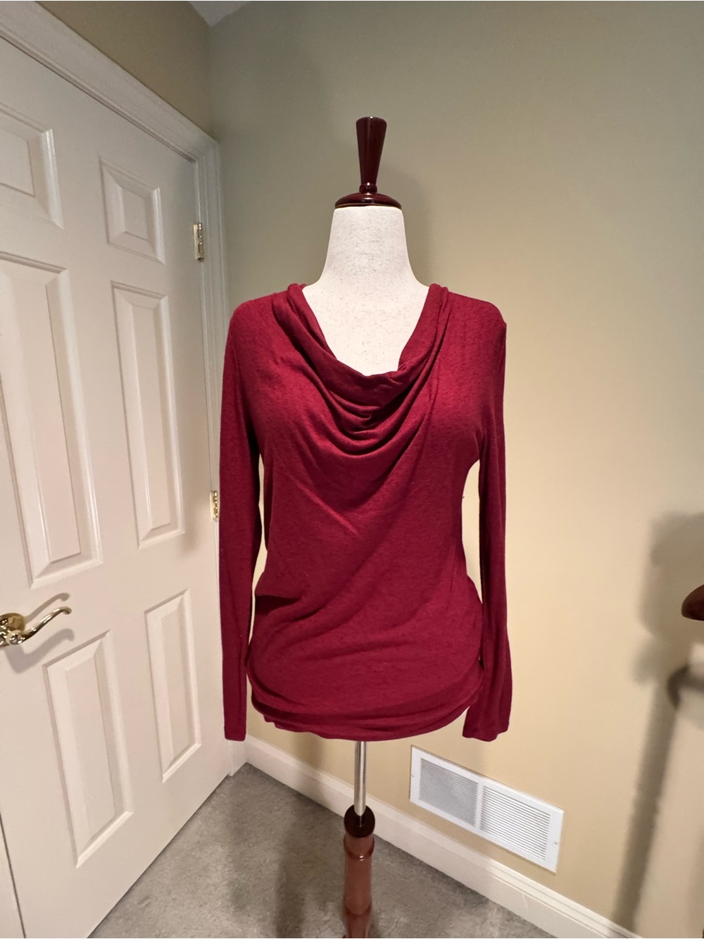 Mossimo Dutti Cowl Neck Wool-Blend Maroon Top